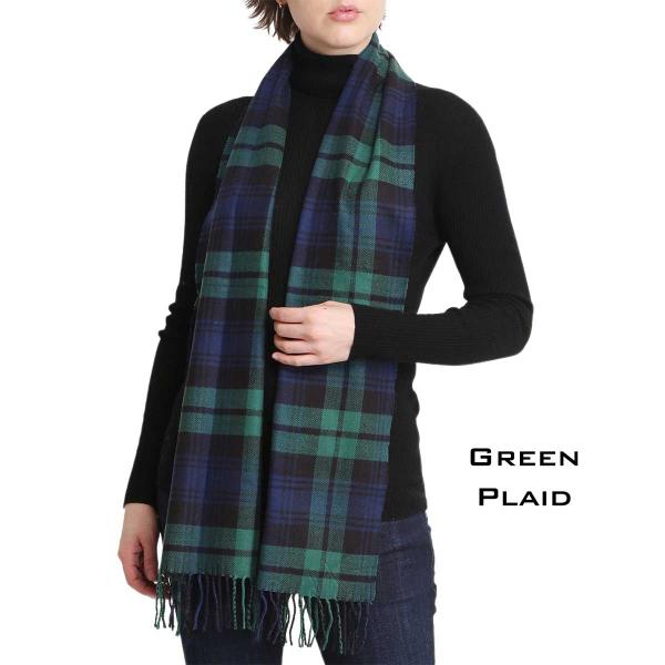 wholesale 1225 - Christmas Ideas  Cashmere Feel Scarves - Solids & Plaids<br>
1337-GR Green Plaid - One Size Fits All