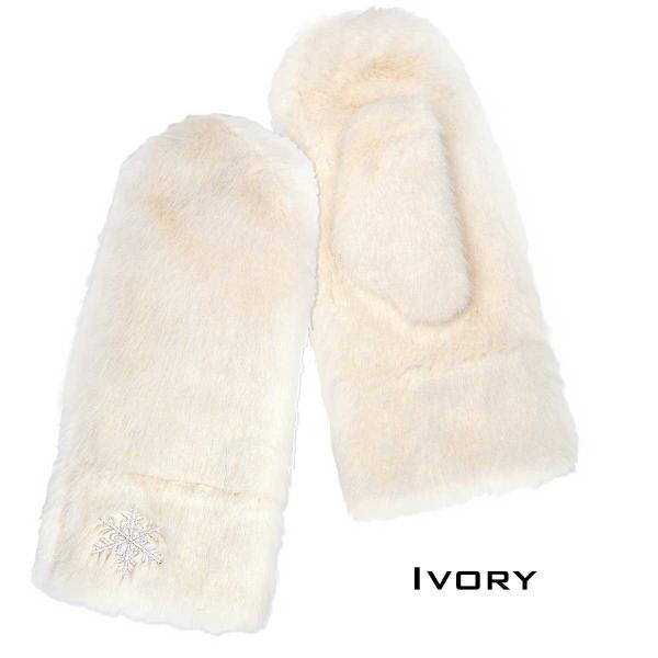 wholesale 1225 - Christmas Ideas  187 - Ivory Snowflake<br>
Plush Mittens - One Size Fits Most