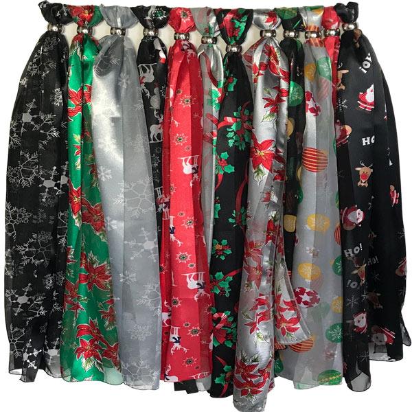 wholesale 1225 - Christmas Ideas  Christmas 12 Pack<br>
Holiday Print Scarves - One Size Fits All