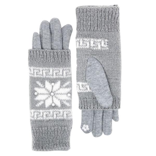 wholesale 1225 - Christmas Ideas  212 - Light Grey<br>
Holiday 3 in 1 Gloves - One Size Fits Most