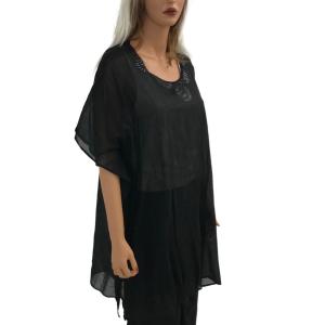 Kaftan Style Tops - Solid with Beading 0175 BLACK Kaftan Style Top - Solid with Beading 0175 - 