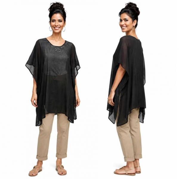 wholesale 0175 - Beaded Kaftan Style Tops  0175 - Black<br> 
Beaded Kaftan Style Top  - One Size Fits Most