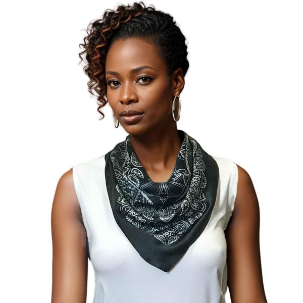 wholesale 3413 -  Light Satin Neckerchief Squares 9934 - Black<br>
Bandana Print Neckerchief (MB) - 27.5