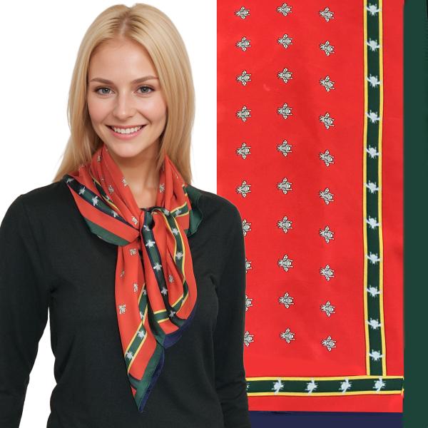 wholesale 3413 -  Light Satin Neckerchief Squares 3413/06<br>
Bumble Bees Motif MB  - 27.5