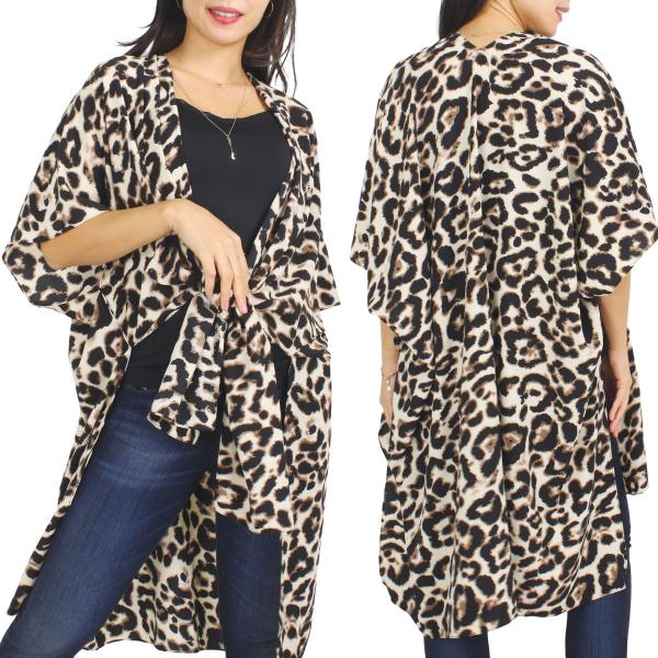 wholesale 9930 -  Leopard Print Kimono Brown/Tan Leopard  - One Size Fits All