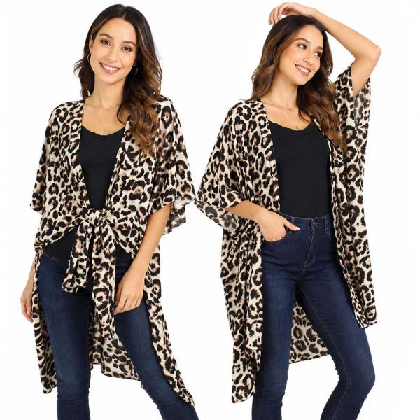 wholesale 9930 -  Leopard Print Kimono Brown/Tan Leopard  - One Size Fits All