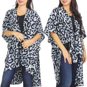 9930 -  Leopard Print Kimono Black/Grey Leopard  - One Size Fits All