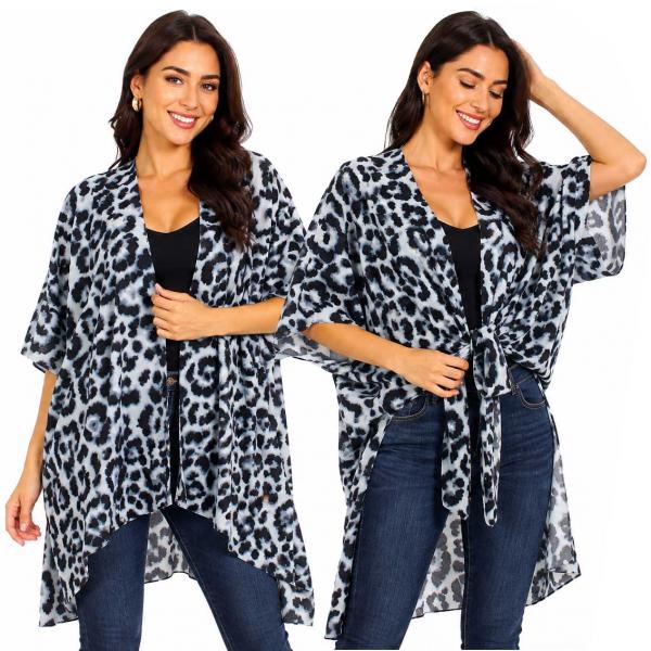wholesale 9930 -  Leopard Print Kimono Black/Grey Leopard  - One Size Fits All