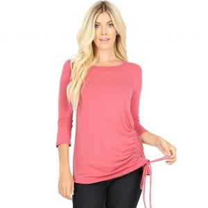 1887 - 3/4 Sleeve Ruched Tops ROSE 3/4 Sleeve Round Neck Side Ruched 1887 - Small