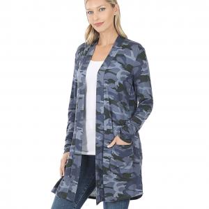 Slouchy Pocket Open Cardigan Prints 320 and 900 NAVY CAMO Slouchy Pocket Open Cardigan 320 - X-Large