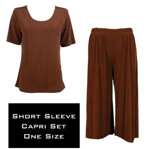Wholesale 3429 - Slinky Short Sleeve Sets  BROWN - One Size Fits Most
