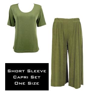 Wholesale 3429 - Slinky Short Sleeve Sets  OLIVE - One Size Fits Most