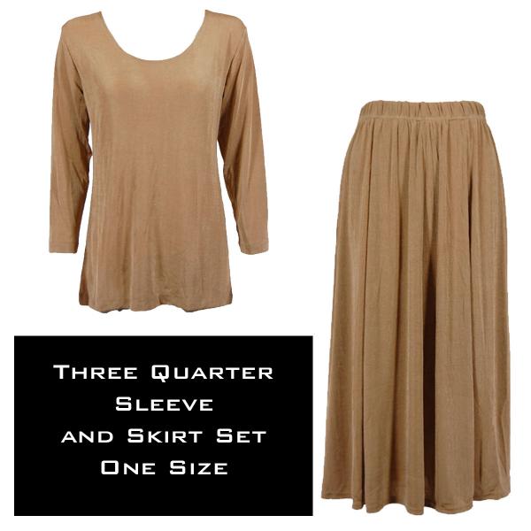 Wholesale 3430 - Slinky Skirt and 3/4 Sleeve Top Sets   CHAMPAGNE Slinky Skirt and Top Set - One Size Fits All