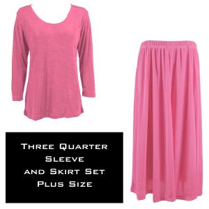 3430 - Slinky Skirt and 3/4 Sleeve Top Sets   RASPBERRY - Plus Size (XL-2X)