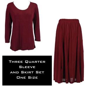 3430 - Slinky Skirt and 3/4 Sleeve Top Sets   WINE - One Size Fits All