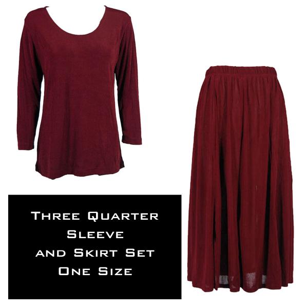Wholesale 3430 - Slinky Skirt and 3/4 Sleeve Top Sets   WINE Slinky Skirt and Top Set - One Size Fits All