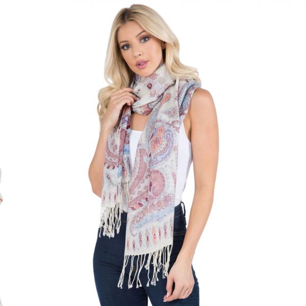 902/904 - Paisley Light Wool Scarves MIXED PAISLEY Scarf Light Wool (902 PPK) - 