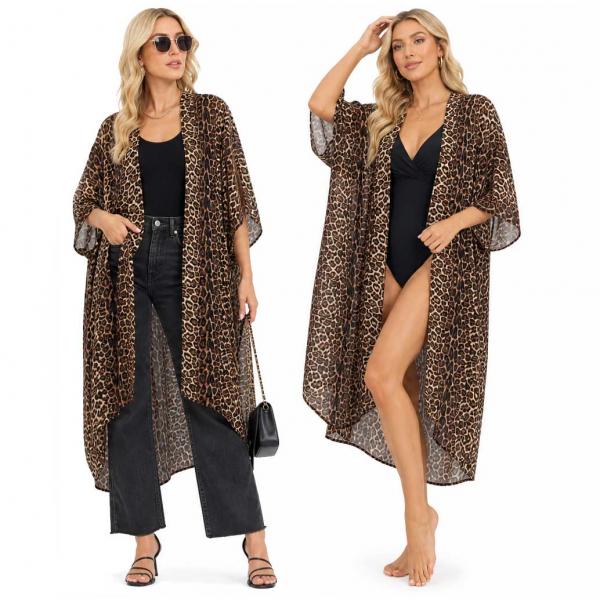 Wholesale 9954 - Leopard Print Kimono 9954 BR Kimono - Leopard Print 9954 - 