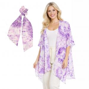 Kimono - Tie Dye 9923  SET 9923 PK Kimono - Tie Dye 9923 with Matching Hair Tie - 