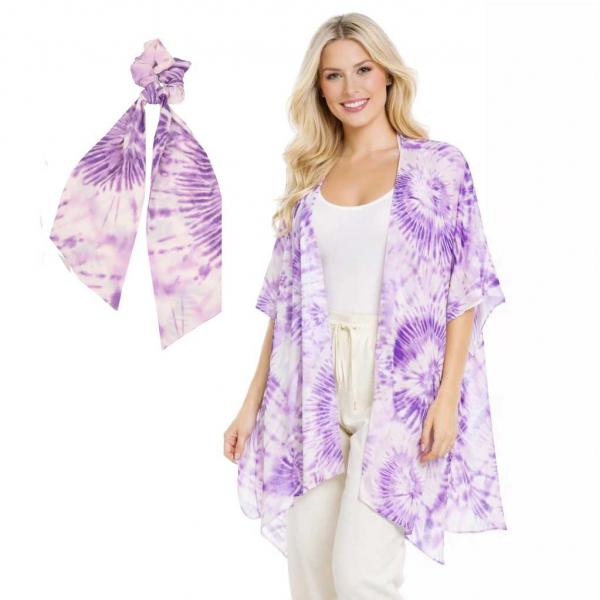 Wholesale Kimono - Tie Dye 9923  SET 9923 PK Kimono - Tie Dye 9923 with Matching Hair Tie - 