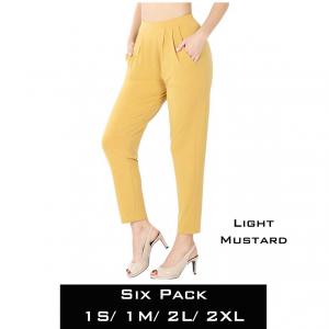 Wholesale 10019 Ity Pleated Waist Pants w/ Side Pockets  10019 - Light Mustard - Six Pack - S:1,M:1,L:2,XL:2