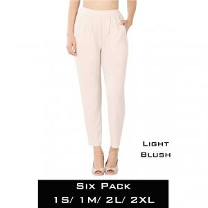 Wholesale   LIGHT BLUSH (SIX PACK) Ity Pleated Waist Pants w/ Side Pockets 10019 (1S/1M/2L/2XL) - 1 Small 1 Medium 2 Large 2 Extra Large