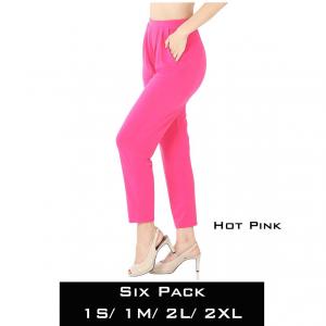 Wholesale   HOT PINK (SIX PACK) Ity Pleated Waist Pants w/ Side Pockets 10019 (1S/1M/2L/2XL) - 1 Small 1 Medium 2 Large 2 Extra Large