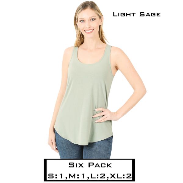 Wholesale 2100 - Sleeveless Round Hem Tops 2100 -Light Sage<br>
(SIX PACK) - S:1,M:1,L:2,XL:2