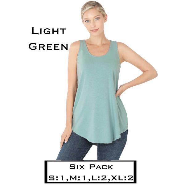 Wholesale 2100 - Sleeveless Round Hem Tops 2100 - Light Green<br> 
(SIX PACK)  - S:1,M:1,L:2,XL:2