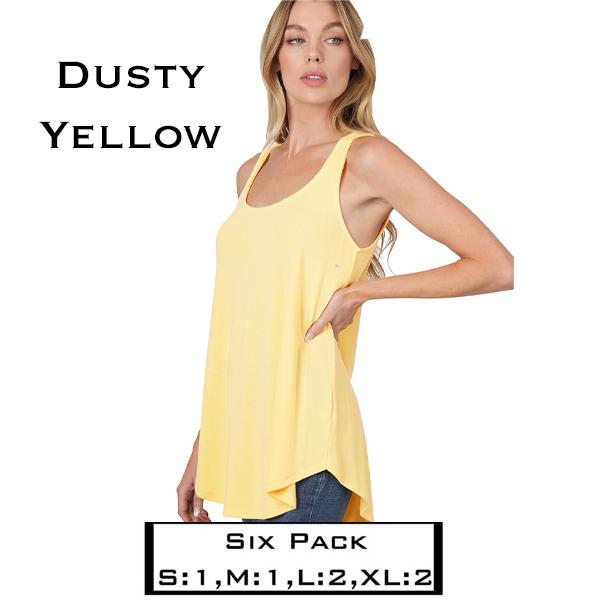 Wholesale 2100 - Sleeveless Round Hem Tops 2100 - Dusty Yellow<br>
(Six Pack) - S:1,M:1,L:2,XL:2