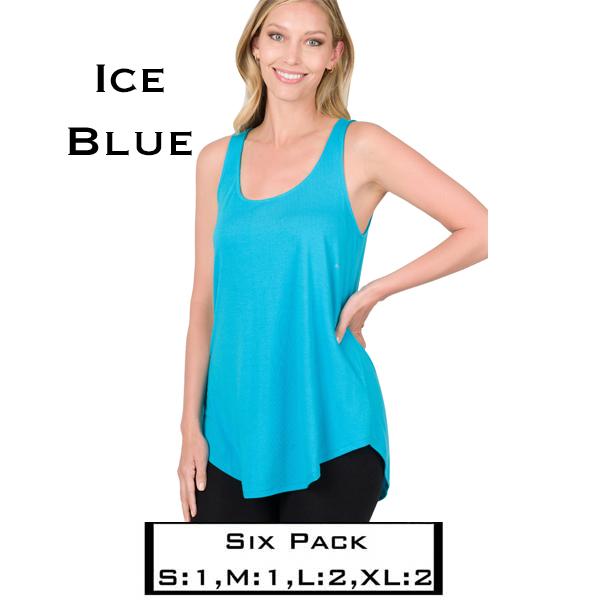 Wholesale 2100 - Sleeveless Round Hem Tops 2100 - Ice Blue<br>
(SIX PACK) - S:1,M:1,L:2,XL:2