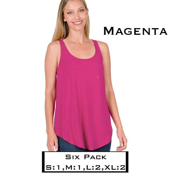 Wholesale 2100 - Sleeveless Round Hem Tops 2100 - Magenta<br>
(SIX PACK) - S:1,M:1,L:2,XL:2