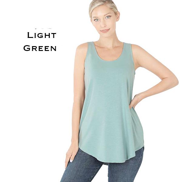 Wholesale 2100 - Sleeveless Round Hem Tops LIGHT GREEN Sleeveless Round Hem Top 2100 - Small
