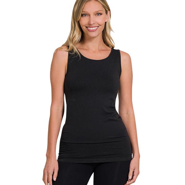 Wholesale 6700/6170 - Form Fit Seamless Tanks 6170 - Black<br> 
Round Neck Seamless Tank Top  - S-M