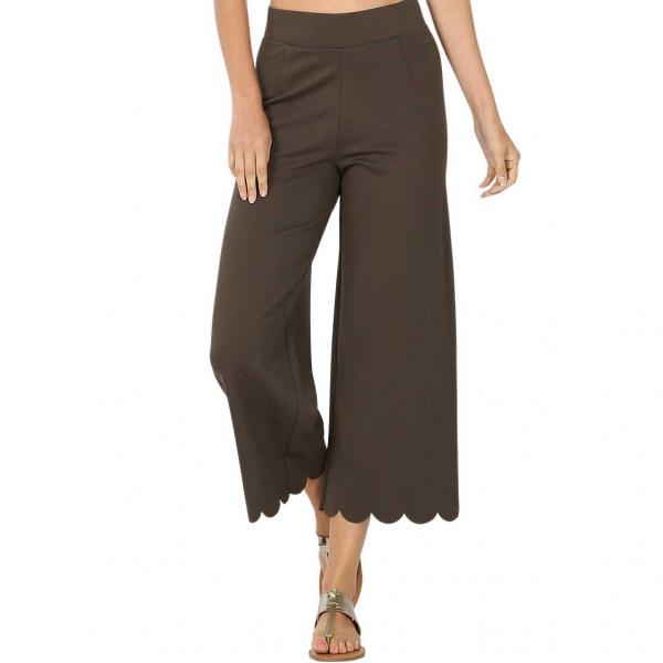 wholesale 2463 - Ponte Scallop Crop Pants DARK OLIVE Scallop Crop Pants 2463 - Small