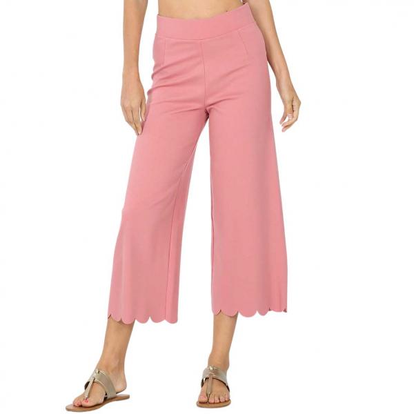 wholesale 2463 - Ponte Scallop Crop Pants DUSTY ROSE Scallop Crop Pants 2463 - Large