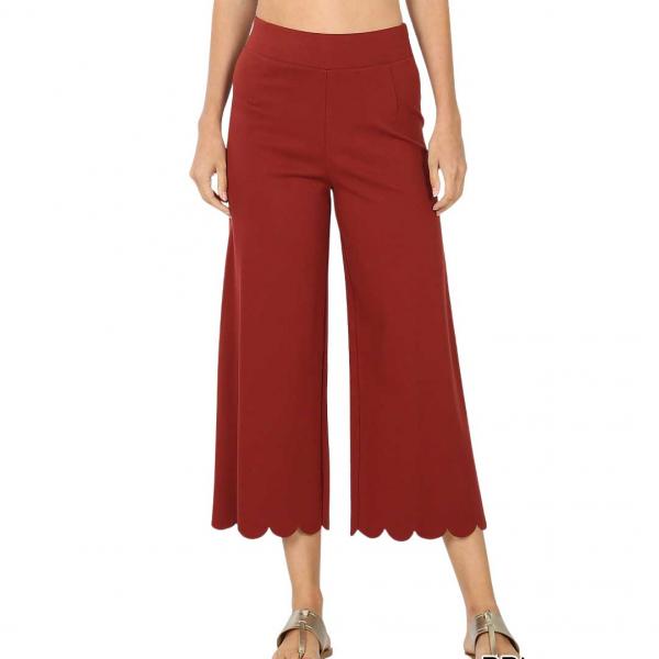 wholesale 2463 - Ponte Scallop Crop Pants FIRED BRICK Scallop Crop Pants 2463 - Medium