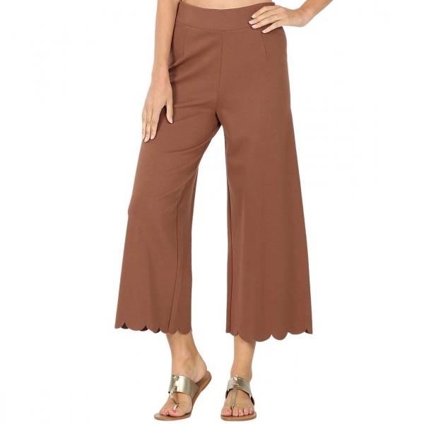 wholesale 2463 - Ponte Scallop Crop Pants LIGHT BROWN Scallop Crop Pants 2463 - X-Large