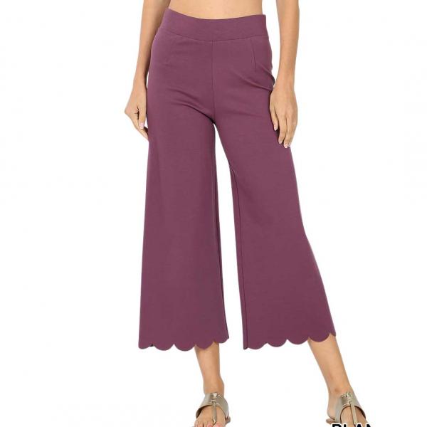 wholesale 2463 - Ponte Scallop Crop Pants EGGPLANT Scallop Crop Pants 2463 - Large
