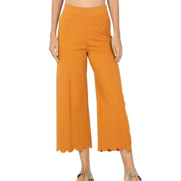wholesale 2463 - Ponte Scallop Crop Pants DESERT MUSTARD Scallop Crop Pants 2463 - X-Large