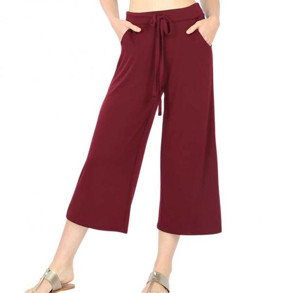 wholesale 1795 - Cropped Pants w/Drawstring Waist  DARK BURGUNDY Cropped Pants w/Drawstring Waist 1795 - X-Large