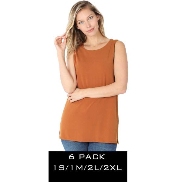 Wholesale 10030 - Ity Fabric Side Slit Tops 10030 - Almond<br>
(SIX PACK)  - S:1,M:1,L:2,XL:2
