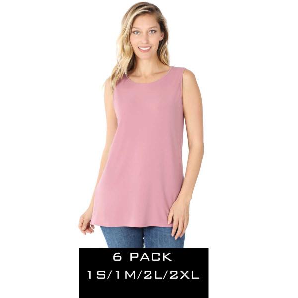 Wholesale 10030 - Ity Fabric Side Slit Tops 10030 - Light Rose<br>
(SIX PACK)  - S:1,M:1,L:2,XL:2