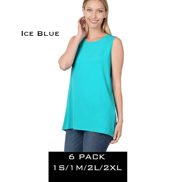 Wholesale 10030 - Ity Fabric Side Slit Tops 10030 - Ice Blue<br>
(SIX PACK)  - S:1,M:1,L:2,XL:2
