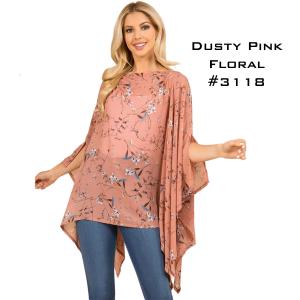 Wholesale  3118 - Dusty Pink Floral***<br>Chiffon Poncho  - 