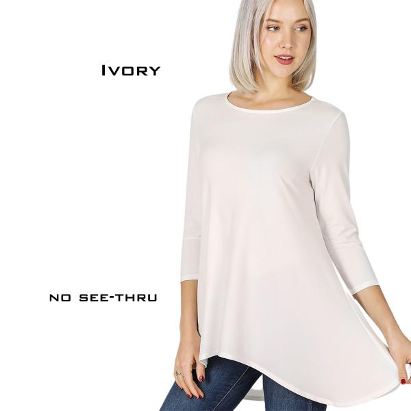 wholesale 2367 - Ity High-Low 3/4 Sleeve Top IVORY High-Low 3/4 Sleeve Top 2367 - Small