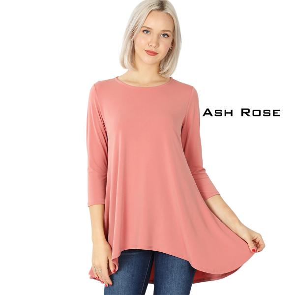 wholesale 2367 - Ity High-Low 3/4 Sleeve Top ASH ROSE Ity High-Low 3/4 Sleeve Top 2367 - Small