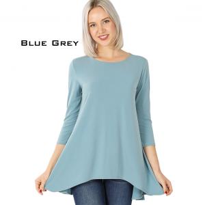 2367 - Ity High-Low 3/4 Sleeve Top BLUE GREY Ity High-Low 3/4 Sleeve Top 2367 - Small