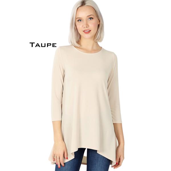 wholesale 2367 - Ity High-Low 3/4 Sleeve Top TAUPE Ity High-Low 3/4 Sleeve Top 2367 - Small