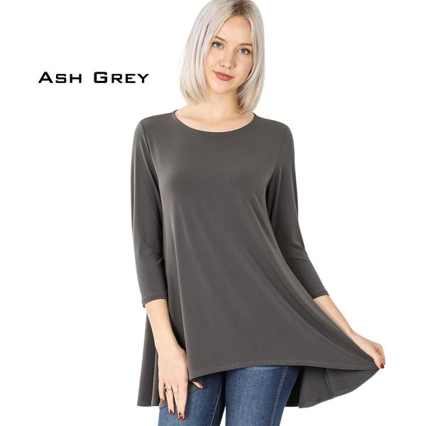 wholesale 2367 - Ity High-Low 3/4 Sleeve Top ASH GREY Ity High-Low 3/4 Sleeve Top 2367 - Small